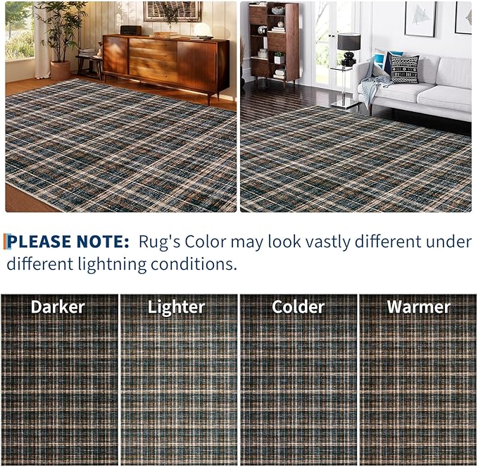 Washable Area Rug 4x6 Rugs for Living Room Modern Bedroom Rug Large Area Rug Non Slip Throw Rugs Soft Low Pile Stain Resistant Carpet for Dining Room Nursery Rug 4'x6' Black&Brown
