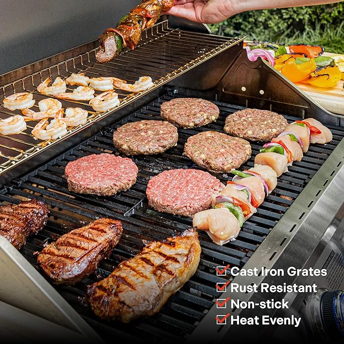 Monument Grills 4+2 Burner 72,000 BTUs Propane Gas Grill 700 sq.in. Stainless Steel Grill Built-In Thermometer, with two Side Burners