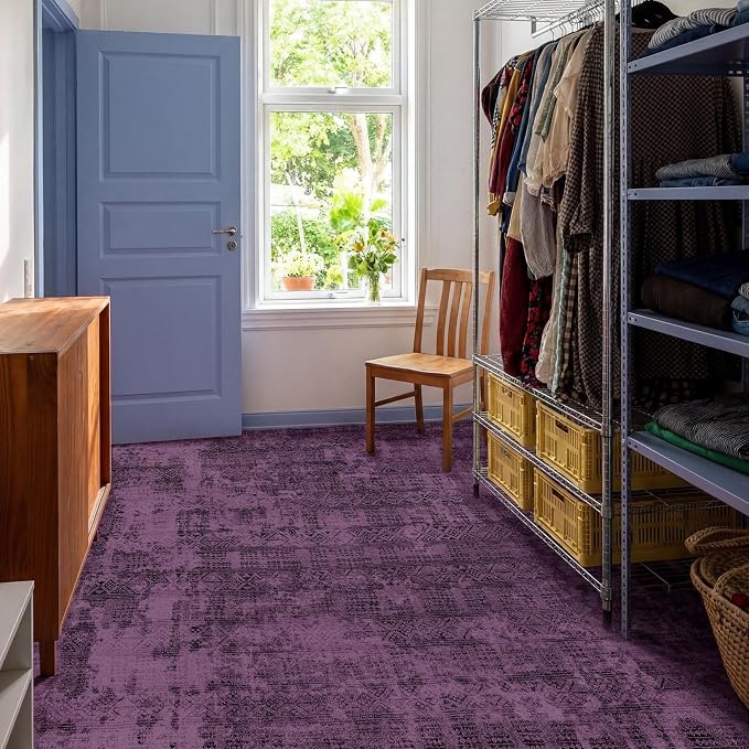 Kokia Abstract Area Rugs Living Room Washable Low Pile 6x9 Non-Slip Indoor Decor Purple Carpet Foldable Stain Resistant Ombre Rugs Bedroom Dining Room, Oslo Plum