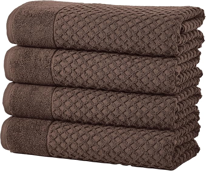 Great Bay Home Bath Towels - 100% Cotton 4 Pack 54x27 Bath Towel Set - Absorbent, Durable, Quick-Dry Towels for Bathroom (Chocolate)
