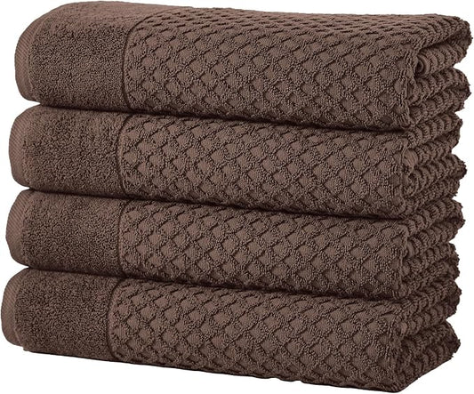 Great Bay Home Bath Towels - 100% Cotton 4 Pack 54x27 Bath Towel Set - Absorbent, Durable, Quick-Dry Towels for Bathroom (Chocolate)