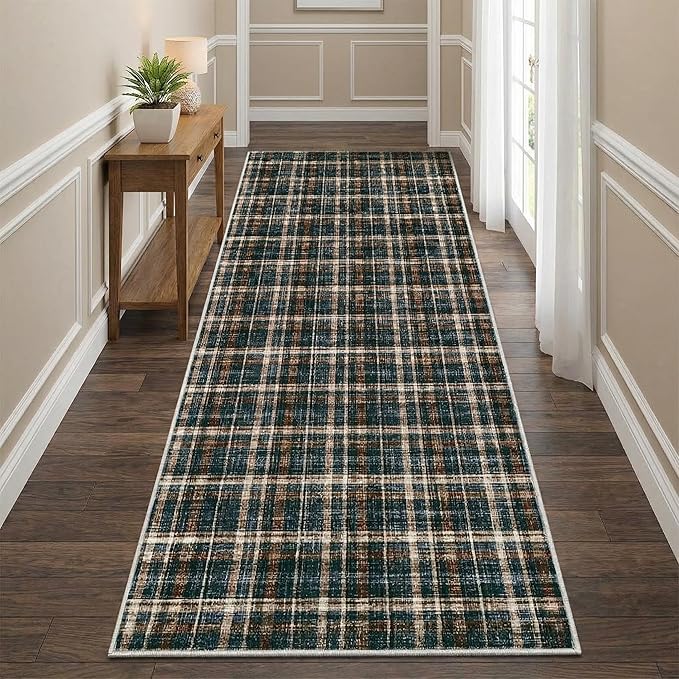 Washable Runner Rug 2x10 Modern Bathroom Rugs Non Slip Kitchen Rugs with Rubber Backing Entryway Rug Soft Non Shedding Stain Resistant Carpet for Laundry Hallway Bedside 2'x10'