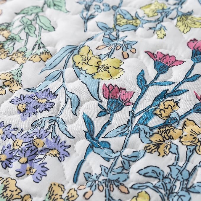HoneiLife King Quilt Bedding Set - Floral Quilt Sets 3-Piece, Wildflower Bedspreads for King Bed, Microfiber Coverlets Botanical Bed Cover All Season Quilts-Variety