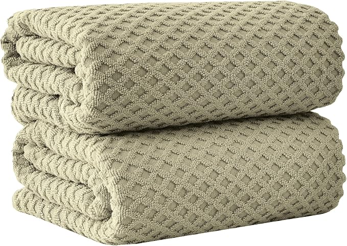 Great Bay Home Oversized Bath Sheets - 100% Cotton 2 Pack 68x35 Extra Large Towel - Absorbent, Durable, Quick-Dry Towels for Bathroom (Desert Sage Green)