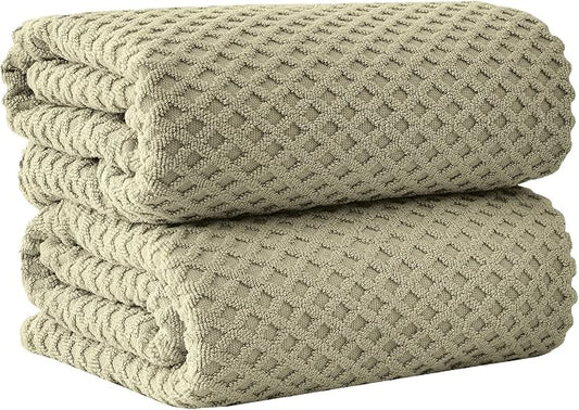 Great Bay Home Oversized Bath Sheets - 100% Cotton 2 Pack 68x35 Extra Large Towel - Absorbent, Durable, Quick-Dry Towels for Bathroom (Desert Sage Green)