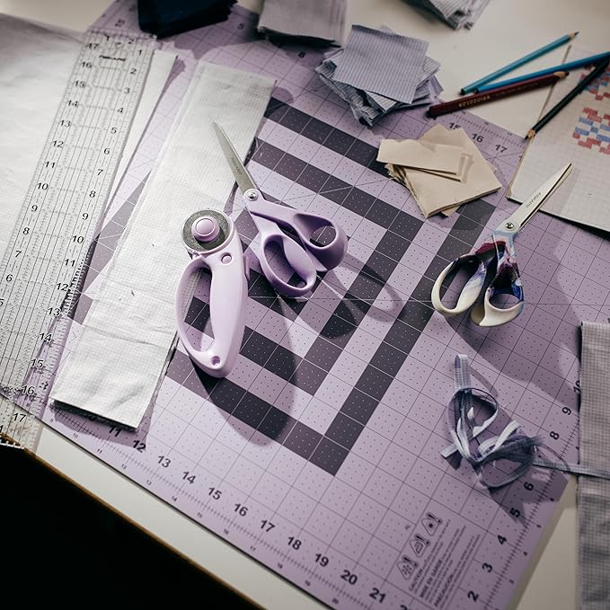Fiskars Self Healing Cutting Mat with Grid for Sewing, Quilting, and Crafts - 18" x 24 Grid Lilac/Mountain Haze