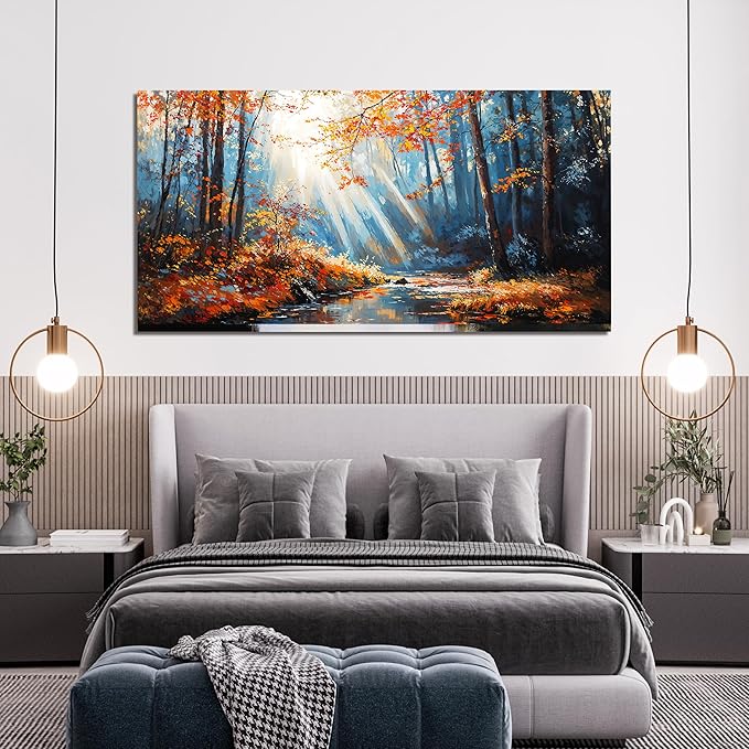 TAIJXAGSG Canvas Wall Art Decor Modern Botanical Wall Art Prints Art Work For Wall Decor Forest Wall Art Pictures For Living Room Nature Landscape Wall Art Decorations Bedroom Office Decor 20"X 40"