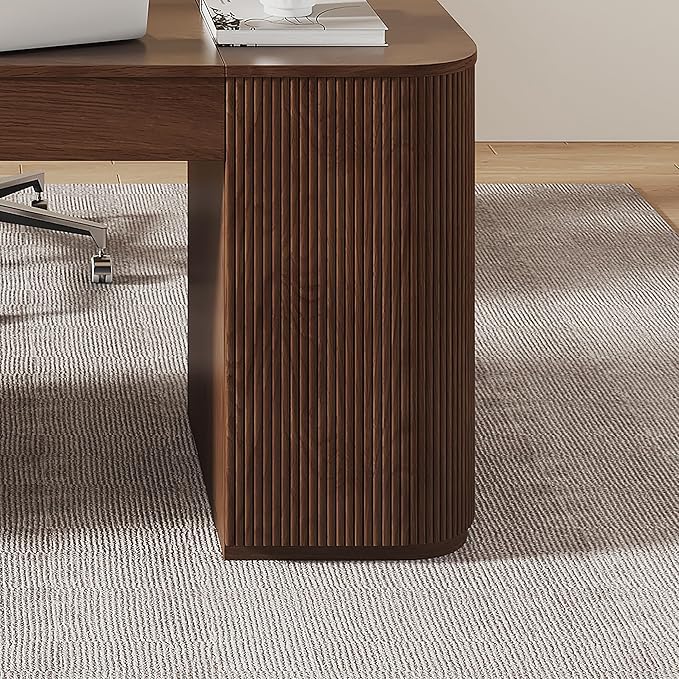 homary 59.8" Modern Standing Desk, Home Office Desk Engineered Wood Office Desk with Lift-Top & Ample Storage for Office, Study, Walnut
