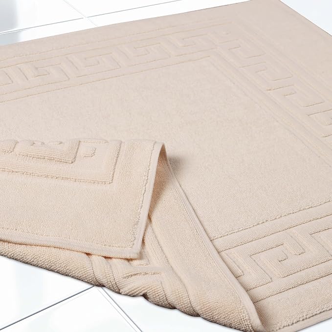 Superior Heavyweight Cotton Bath Mats, Bath Rugs For Bathroom Accessories, Washable Rug For Shower, Bath, Toilet, Modern Decor, No Backing, Luxury Hotel And Spa Quality, Set of 2, 22" x 35", Ivory