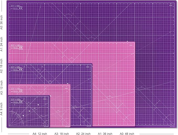 Elan Cutting Mat A4 Pink & Purple, Self Healing Cutting Mat 9x12 Inch, 5-Ply Craft Board Pink, Hobby Board for Crafts 9x12 Inch