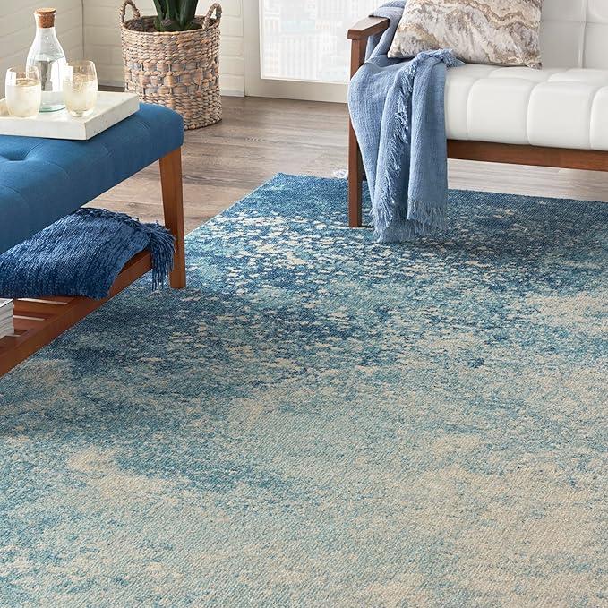 Nourison Home Passion Navy/Light Blue 8' x 10' Area-Rug, Modern, Abstract, Easy-Cleaning, Non Shedding, Bed Room, Living Room, Dining Room, Kitchen (8x10)