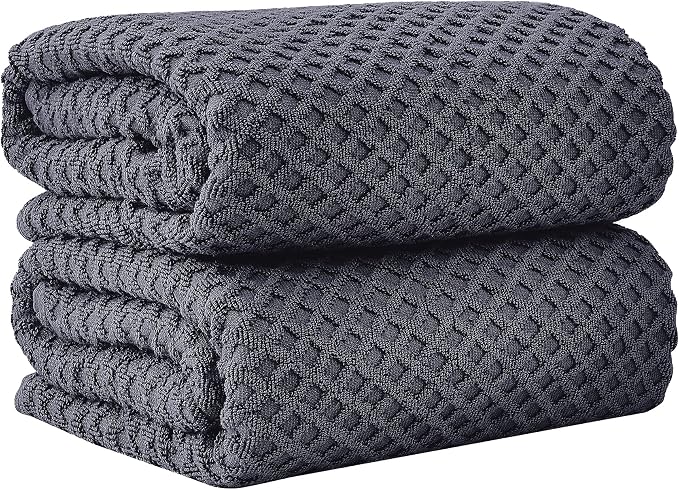 Great Bay Home Oversized Bath Sheets - 100% Cotton 2 Pack 68x35 Extra Large Towel - Absorbent, Durable, Quick-Dry Towels for Bathroom (Stone Blue)