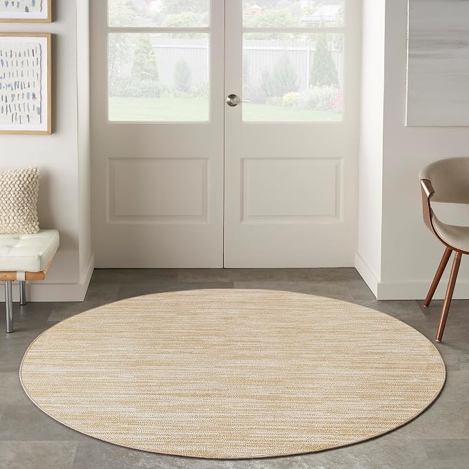 Nourison Home Nourison Essentials Ivory Gold 4' x Round Area Rug - Easy Clean, Non Shedding, Bed Room, Living Room, Dining Room, Kitchen (4' x Round)