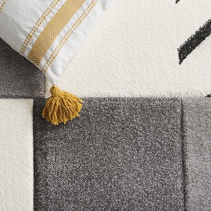 SAFAVIEH Hollywood Collection Accent Rug - 2'7" x 5', Ivory & Grey, Mid-Century Modern Design, Non-Shedding & Easy Care, Ideal for High Traffic Areas in Living Room, Bedroom, Dining (HLW709F-3)