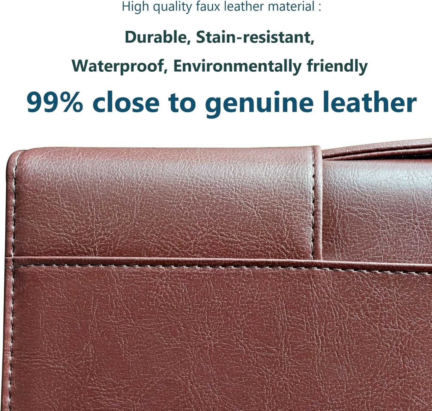 Skiennix Faux Leather Portfolio Binder - Stylish Business Padfolio with Handle & Zippered Organizer (Brown)