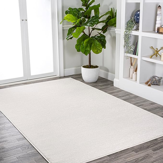 JONATHAN Y Haze Solid Low-Pile Cream Indoor Area Rug 12x15, Coastal,Bohemian,Minimalist,Classic, Easy-Cleaning for Living Room,Bedroom,Kitchen,Pet Friendly,Non-Shedding (SEU100T-15)