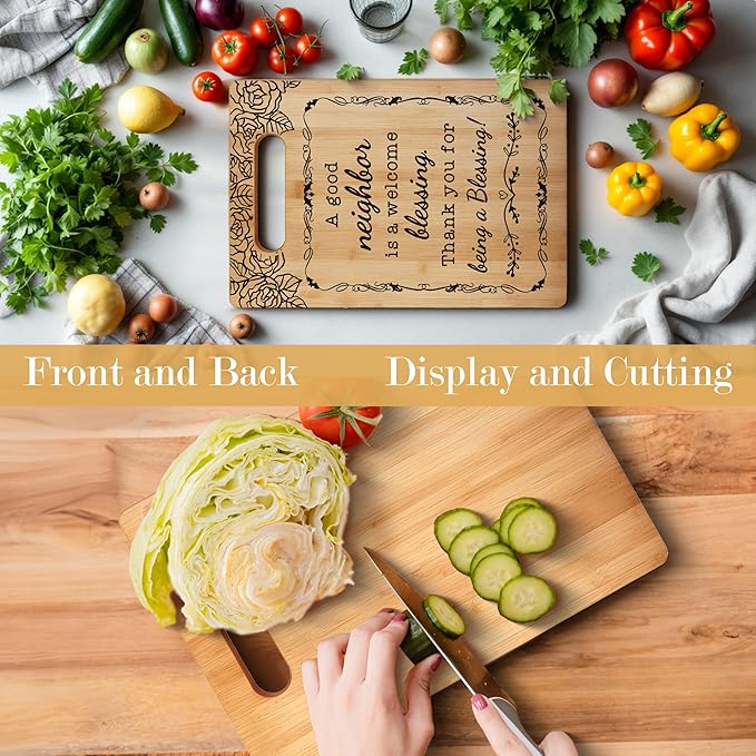 Neighbor Gifts Cutting Board Chopping Board, Best Neighbor Gifts, Neighbor Gifts for Christmas, Good Neighbor Gifts, Gifts for Neighbors, Decorative Bamboo Cutting Boards for Kitchen