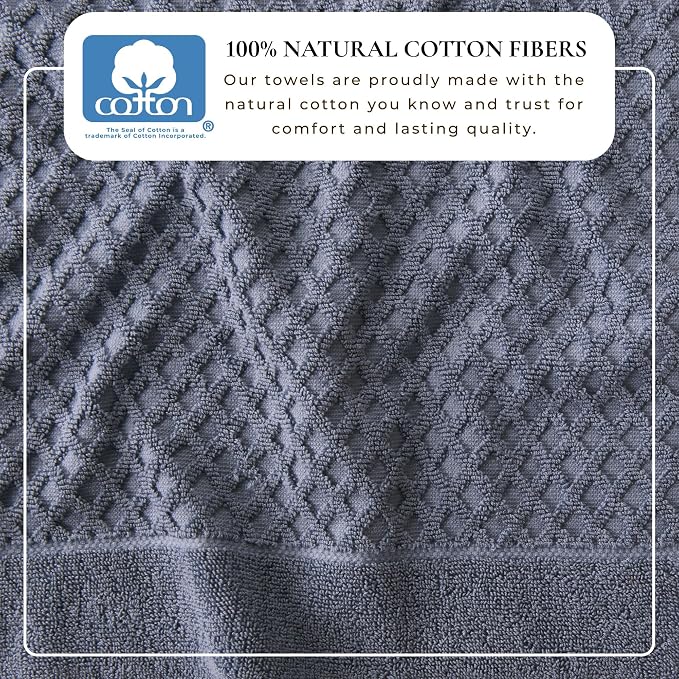 Great Bay Home Bath Towels - 100% Cotton 4 Pack 54x27 Bath Towel Set - Absorbent, Durable, Quick-Dry Towels for Bathroom (Chambray Blue)