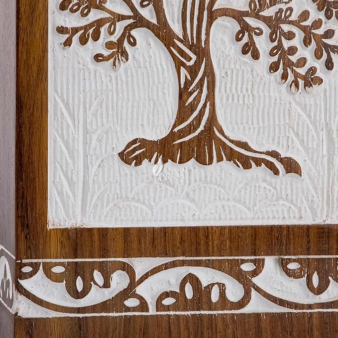INTAJ Wooden Keepsake Cremation Urn for Human & Pet Ashes - Mini Tree of Life Urn Box & Casket - Holds 20 Cubic Inch