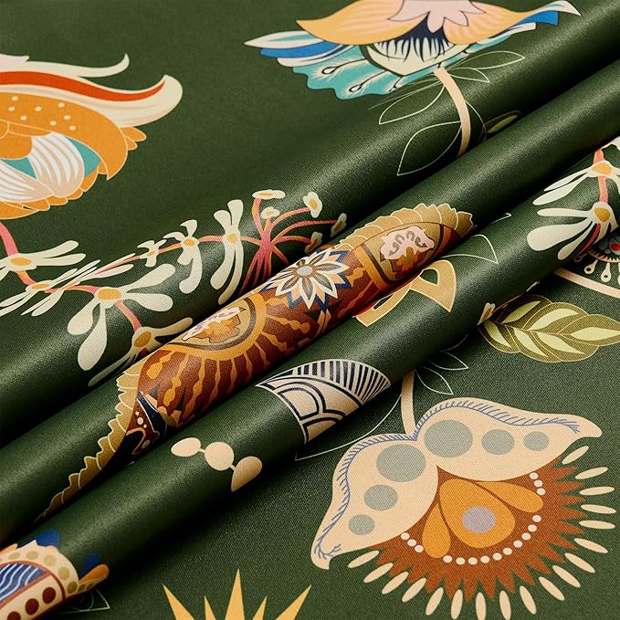 XiDi Green Floral Curtains 108 Inches Long 2 Panels Vintage Patterned Blackout Curtains for Living Room Thermal Insulated Grommet Luxury Cottage Core Botanical Printed Drapes Moss Green 52x108