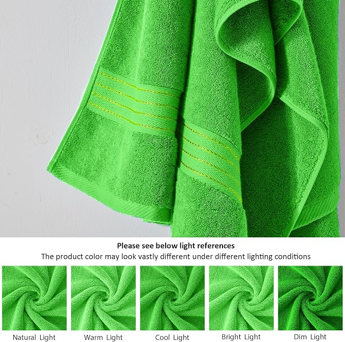 COZYART Classic Green Bath Towels for Bathroom 6 Pcs, Turkish Cotton Bath Towel Set Super Soft Highly Absorbent Durable 650 GSM Shower Towels for Daily Use