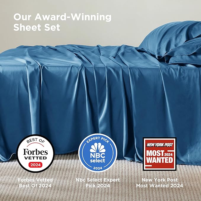 Bedsure King Size Sheets Set, Cooling Sheets for Hot Sleepers, Rayon Derived from Bamboo, Breathable & Soft, Deep Pocket Up to 16 Inches, Hotel Luxury Silky Bedding, Teal