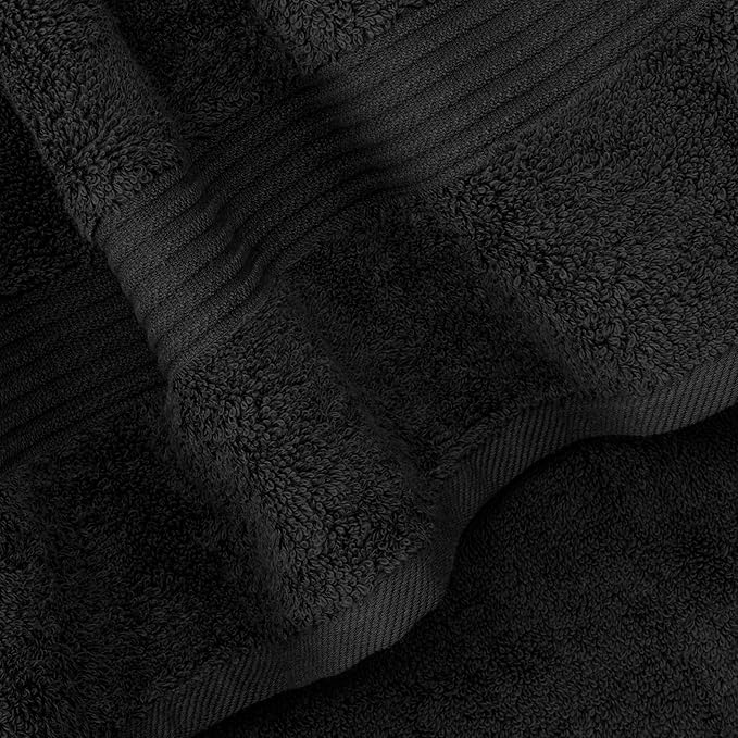 Cotton Paradise 100% Cotton Turkish Towel Set, Soft Absorbent Quick Dry, 6 Piece Towel Set, Coal Black