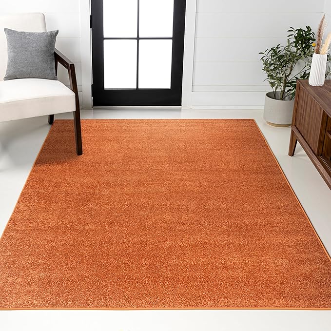 JONATHAN Y Haze Solid Low-Pile Orange Indoor Area Rug 4x6, Coastal,Bohemian,Minimalist,Classic, Easy-Cleaning for Living Room,Bedroom,Kitchen,Pet Friendly,Non-Shedding (SEU100M-4)