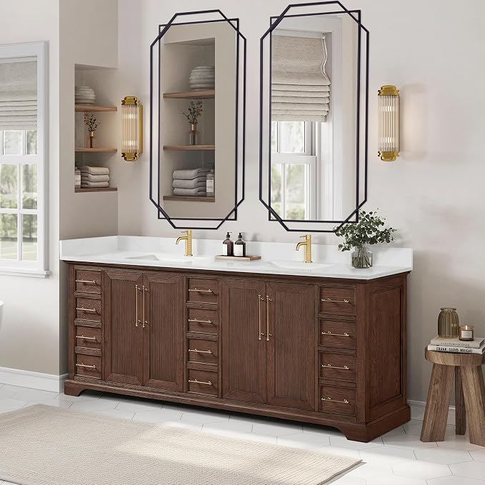 55"x28" Black Large Decorative Bathroom Wall Mirror for Wall with Metal Frame, Modern Octagonal Horizontal Mirror for Living Room, Bedroom, Entryway