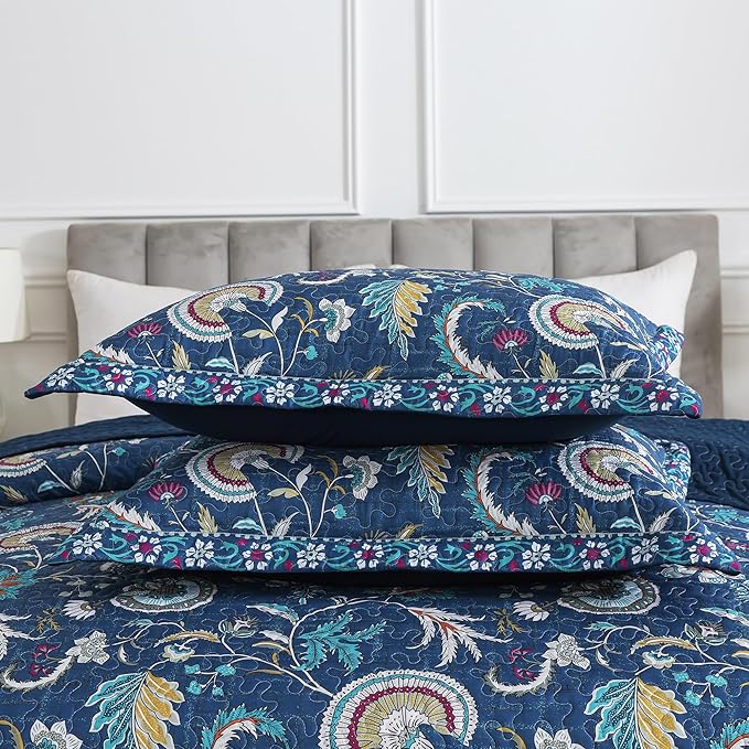 HoneiLife Quilt Set King Size - Lightweight Bedspreads 106x96, Microfiber Quilts 3-Piece, Patchwork Coverlet Rustic Bedding Sets All Season Quilts