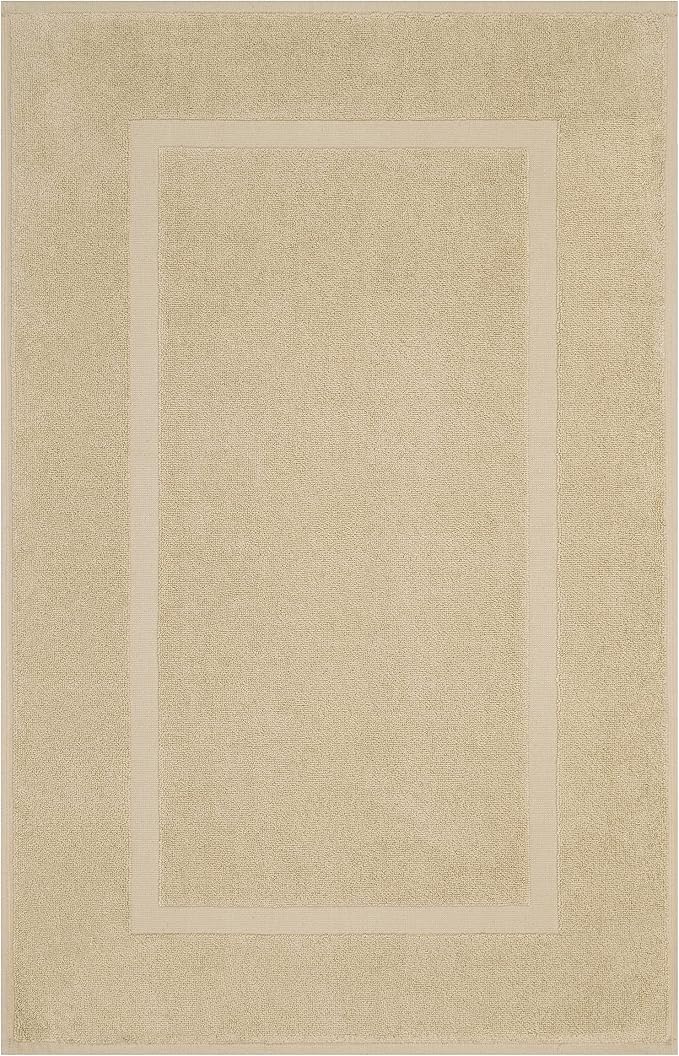 Cotton Paradise 100% Cotton Turkish Bathmat Set, Soft Absorbent Quick Dry, 2 Piece 20x34 Bathmat Floor Set, Beige