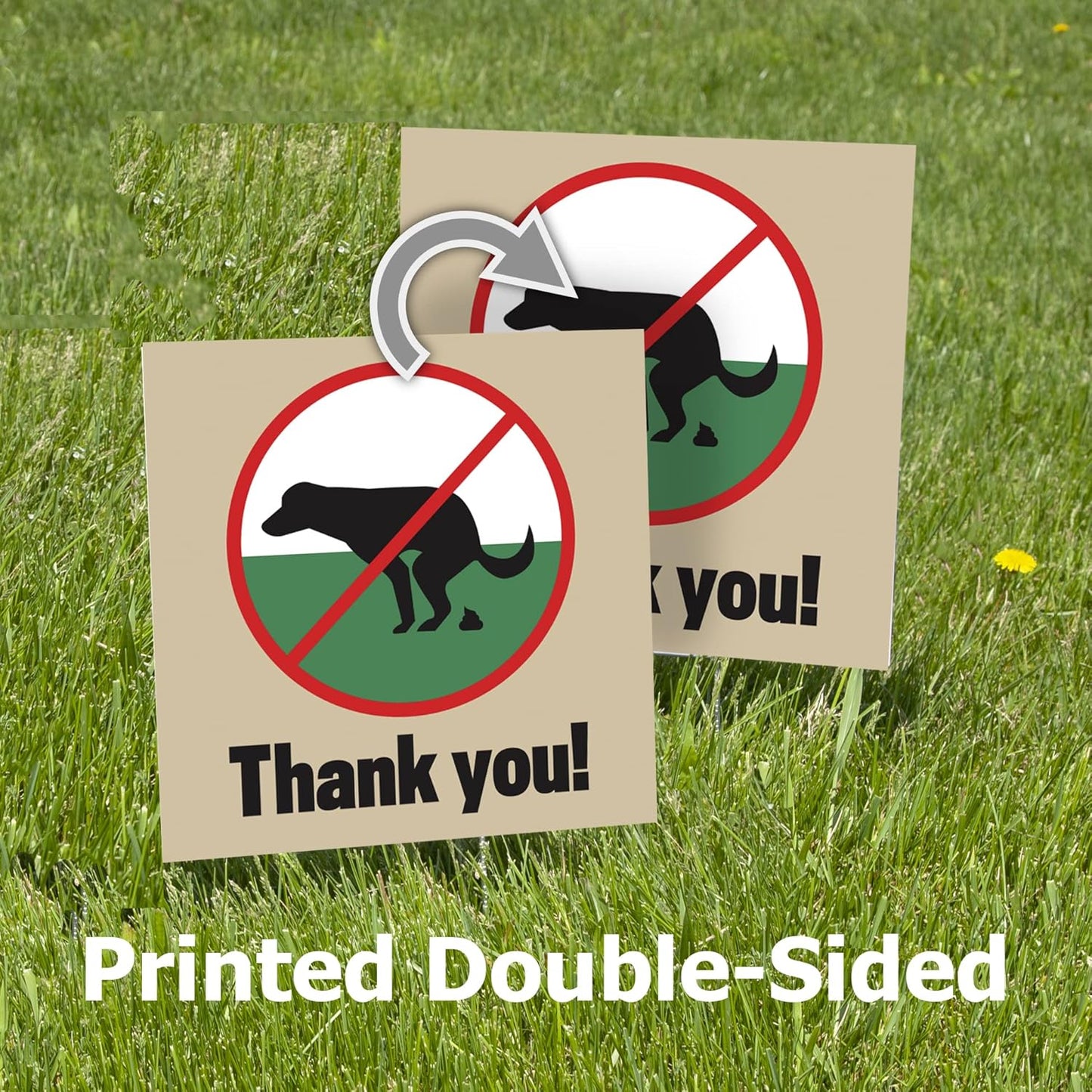 Vispronet No Dog Poop Yard Sign - Double-Sided 8x8 Weather-Resistant Sign with Stake for Parks & Homes