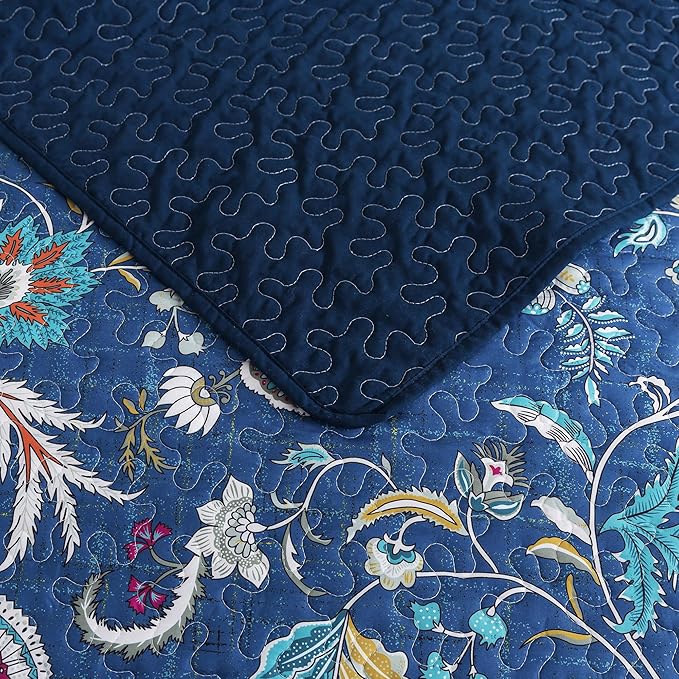 HoneiLife Queen Quilt Bedding Sets - Floral Quilt Bedding Sets 3-Piece 90x96, Microfiber Reversible Bedspreads Patchwork Coverlet Rustic Bedding Set All Season Quilts