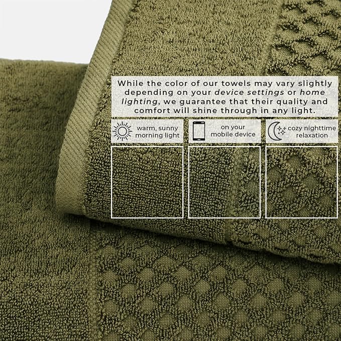 Great Bay Home Bath Towels - 100% Cotton 4 Pack 54x27 Bath Towel Set - Absorbent, Durable, Quick-Dry Towels for Bathroom (Olive)