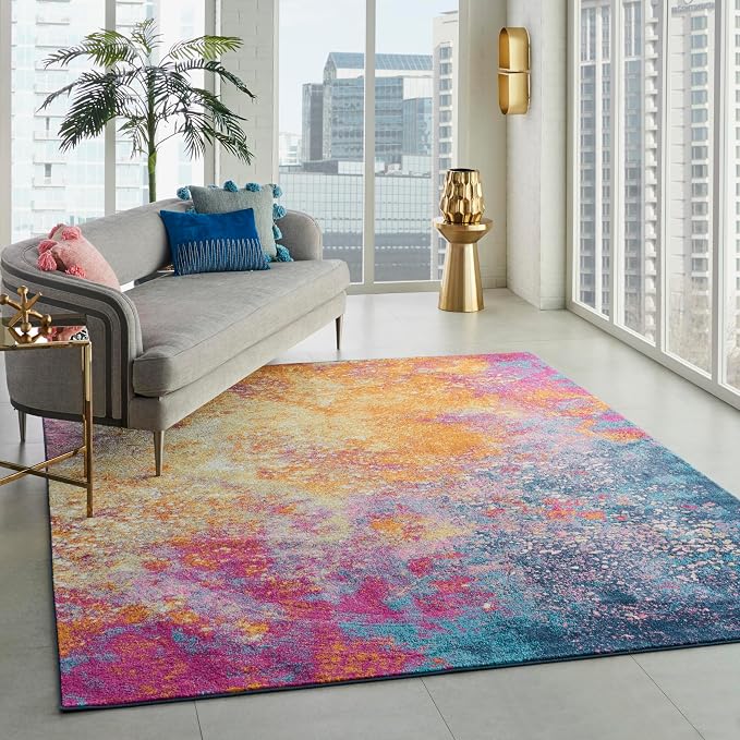 Nourison Home Passion Sunburst 6' x 9' Area Rug - Easy Clean, Non Shedding, Bed Room, Living Room, Dining Room, Kitchen (6' x 9')