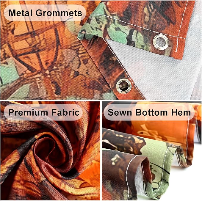 Fall Pumpkins Shower Curtain Autumn Thanksgiving Tree Shower Curtains for Bathroom Waterproof Fabric Bath Curtain Decor with Hooks