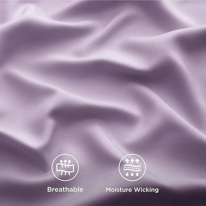 Bedsure Full Size Bed Sheets, Cooling Sheets, Rayon Derived from Bamboo, Breathable & Soft, Deep Pocket Up to 16 Inches, Hotel Luxury Silky Bedding for Hot Sleepers, Lilac