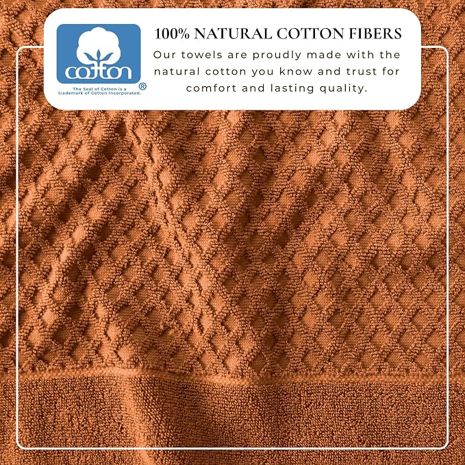 Great Bay Home Bath Towels - 100% Cotton 6 Piece Towel Set - Diamond Waffle Weave - Absorbent, Durable, Quick-Dry Towels for Bathroom (Copper)