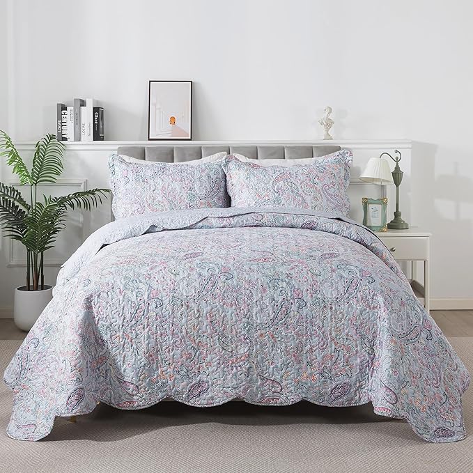 HoneiLife Quilt Sets King Size - Microfiber Bedspreads 3-Piece, Lightweight Coverlets King Quilt Bedding Sets All Season Quilts