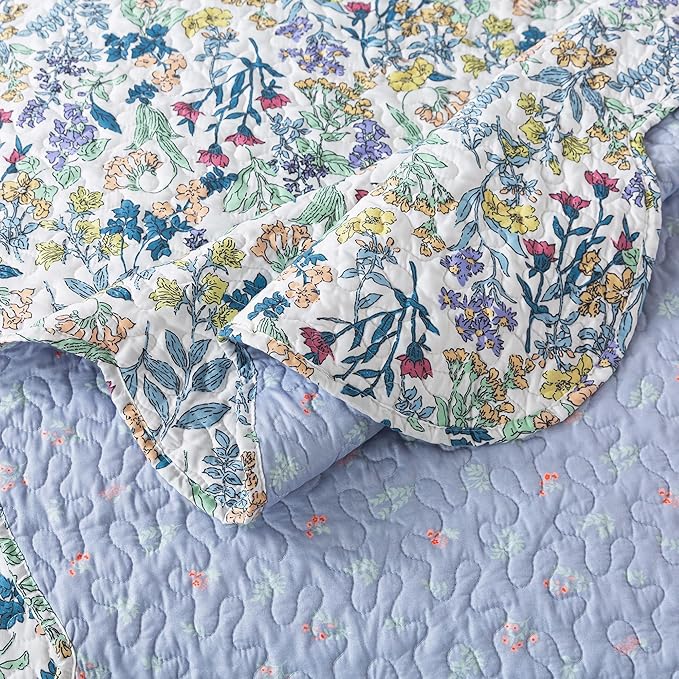 HoneiLife King Quilt Bedding Set - Floral Quilt Sets 3-Piece, Wildflower Bedspreads for King Bed, Microfiber Coverlets Botanical Bed Cover All Season Quilts-Variety