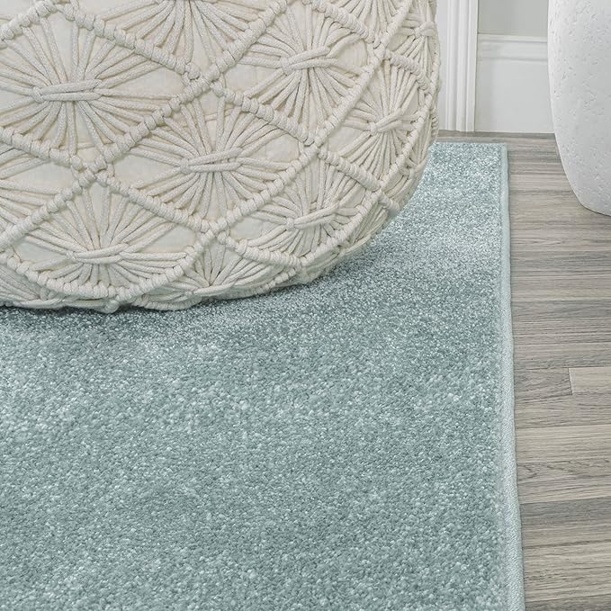 JONATHAN Y Haze Solid Low-Pile Aqua Blue Indoor Area Rug 6x9, Coastal,Bohemian,Minimalist,Classic, Easy-Cleaning for Living Room,Bedroom,Kitchen,Pet Friendly,Non-Shedding (SEU100S-6)