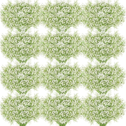 JIFTOK Babys Breath Artificial Flowers, 180 Pcs Fake Flowers Gypsophila Bouquet Fall Flowers Artificial for Decoration, Real Touch Silk Flower for Wedding Christmas DIY Party Home Garden Office(White)