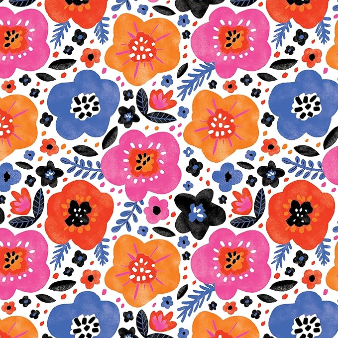 Jillson Roberts Gift Wrap, Modern Floral (8 Rolls 5 feet x 30 inches)