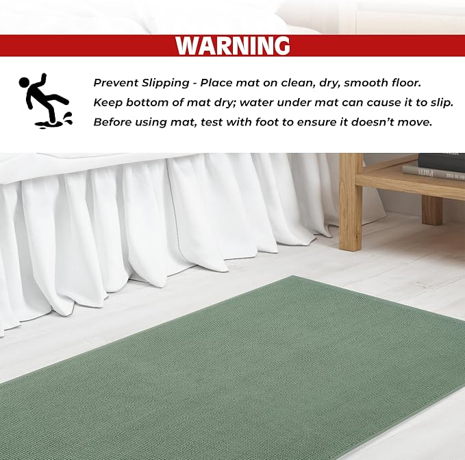 Cotton Paradise 100% Cotton Turkish Bathmat Rug, Soft Absorbent Quick Dry Non Slip, 17x24 Bathmat Rug, Sage Green
