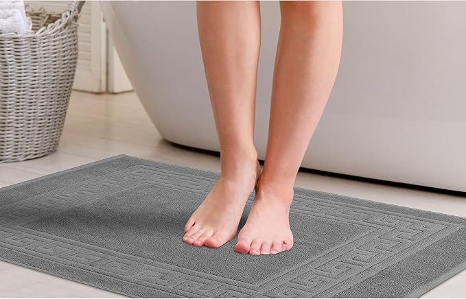Superior Heavyweight Cotton Bath Mats, Bath Rugs For Bathroom Accessories, Washable Rug For Shower, Bath, Toilet, Modern Decor, No Backing, Luxury Hotel And Spa Quality, Set of 2, 22" x 35", Sage