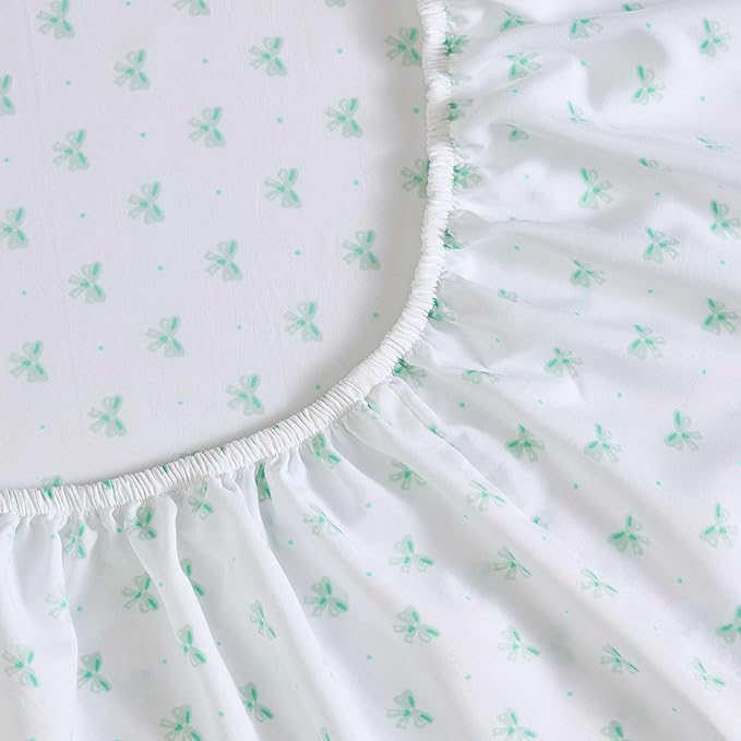 Laura Ashley Kids - Full Sheet Set, Soft & Wrinkle-Resistant Toddler Bedding Set, Deep Pockets, Girl Bed Sheets with Matching Fitted Sheet & Pillowcases (Lovely Bows Blue)