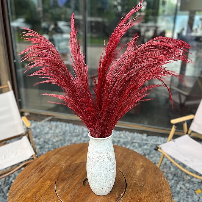 Pampas Grass Decor Tall,Long Pampas, Large Pompas Floral, Elegant Feather Flowers for Wedding Decorations, Living Room Decor (Natural Red, 8pcs 31.5"(80cm))