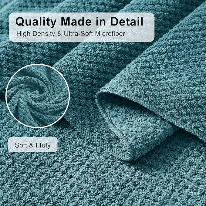 8 Piece Large Turquoise Family Bath Towel Set-2 Oversized Bath Towel Sheets,2 Hand Towels,4 Washcloths-600GSM Soft Highly Absorbent Quick Dry Beach Chair Towels Woven Towels for Bathroom Hotel and Spa
