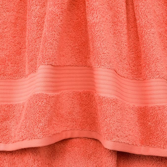 Cotton Paradise 4 Piece Turkish Bath Towels for Bathroom, 100% Cotton Extra Large Soft Plush Towels Bathroom Set, Coral