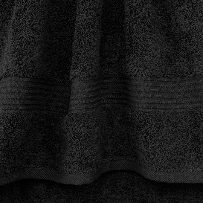 Cotton Paradise Hand Towels for Bathroom, 100% Cotton Turkish 4 Piece Hand Towel Set, Soft Absorbent Face Towels, Black Hand Towels